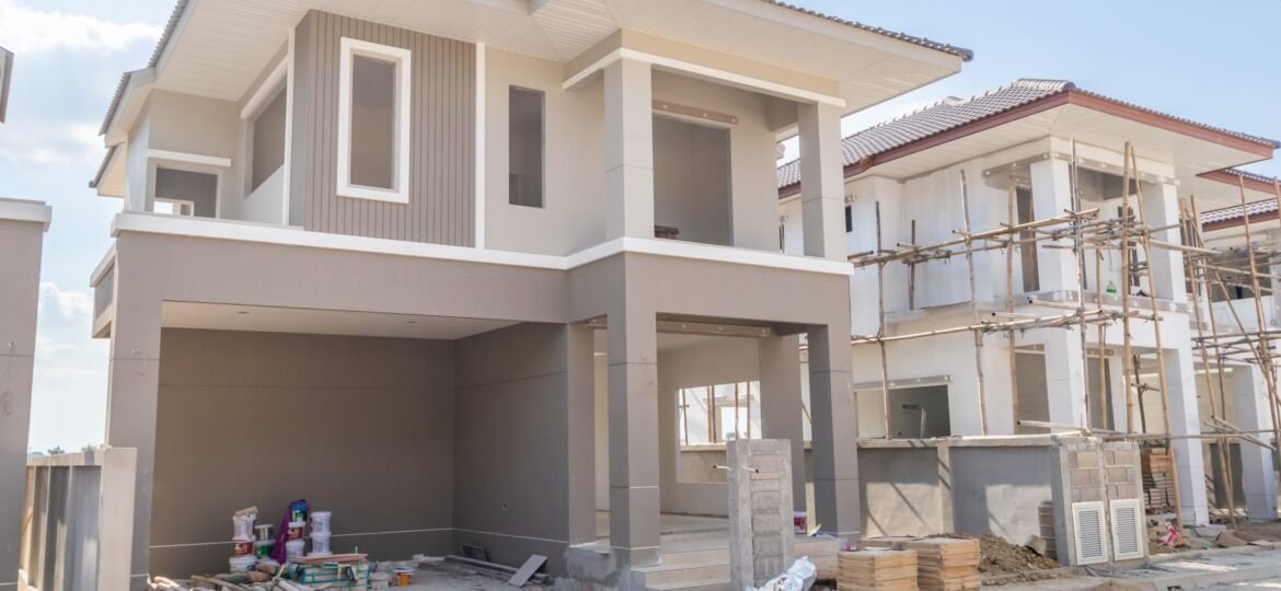 Construction,Residential,New,House,In,Progress,At,Building,Site,Housing